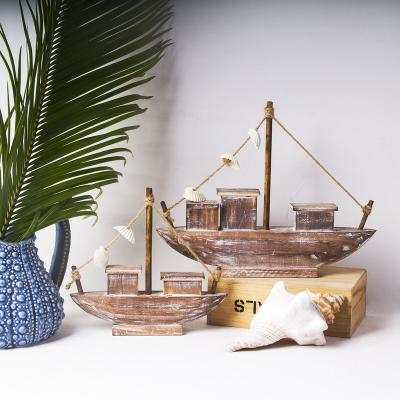 China Small Living Room Wooden Nautical Coastal Beach Decor Europe Sailboat Themed Table Ornaments for sale