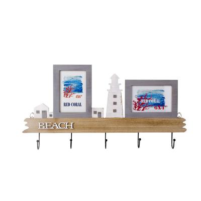 China Europe Beach Series 6X4' in Gray Textured Wood Double Picture Frame and Polished Glass Wall Picture Frame for sale