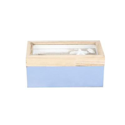 China China Wooden Crafts Tank Style Two Hinge Created Hinge Compartment Lid Tea Collection Glass Box for sale