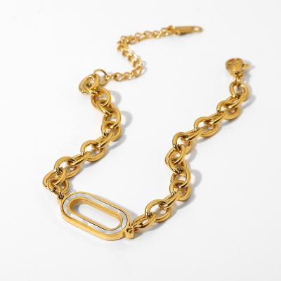 China CLASSIC Double Layer 14K Gold Plated Stainless Steel Chain Cuban Chain Bracelet For Women for sale