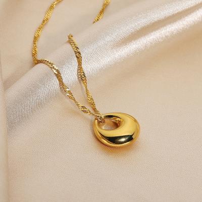 China New Fashion Romantic French Sweet Round Waterdrop 18K Gold Pendant IP Plating Stainless Steel Choker Necklaces for sale