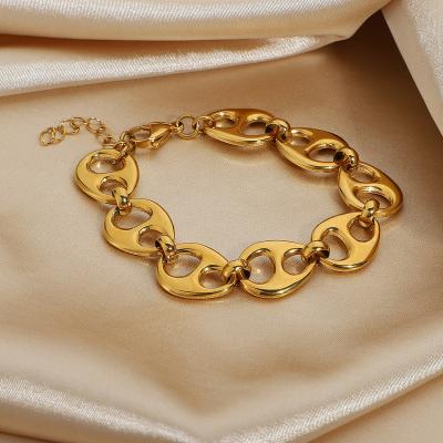 China CLASSIC Punk Chunky Sailor Anchor Link Chain Bracelet 18K Gold Plated Stainless Steel Bracelet for sale