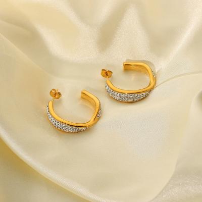 China INS Style INS Stainless Steel Mirror Texture Circle Moon Geometric Helix Shaped Gold Plated Circle Monki Earrings For Women for sale