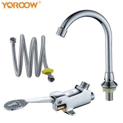 China High Quality Automatic Slow Open Foot Pedal Faucet Water Sense Faucets Brass Suction Valve for Hospital and Factory for sale