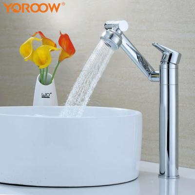 China New 360 Degree Swivel Basin Faucet Mixer Thermostatic Style Brass Body With Pull Down Sprayer Single Handle Vessel Tall Bathroom Basin Faucet for sale