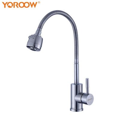 China 2019 Contemporary New Style YOROOW Single Handle Hot and Cold Water Deck Mounted 304 Stainless Steel Kitchen Faucet Mixer for sale