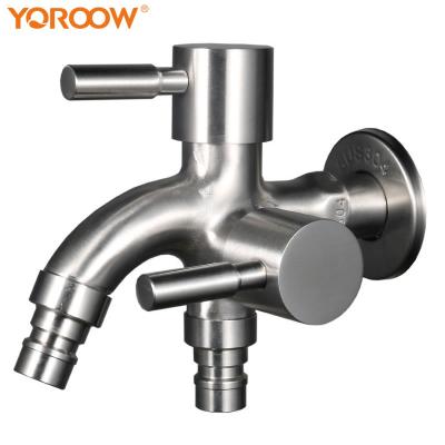 China China Factory Price 304 Stainless Steel Washing Machine Faucet Modern Bathroom Faucet Double Handle Bibcock for sale