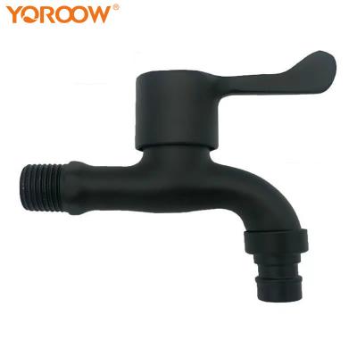 China Good Quality Modern Faucet Factory Price Wall Mounted Black Zinc Alloy Body Washing Machine Bibcock Cold Water Body Faucet For Bathroom for sale