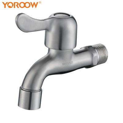 China Factory Price 304 Stainless Steel Bathroom Faucet Modern Quick Open Bibcock Wall Mounted Single Handle Single Cold Water Faucet for sale