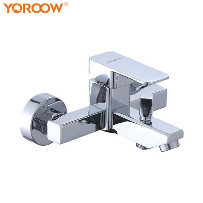 China Good Quality Wall Mounted Chrome Free Slide Bar Polished Square Body Shower Faucet Zinc Handle Tub Faucet Mixer For Bathroom for sale