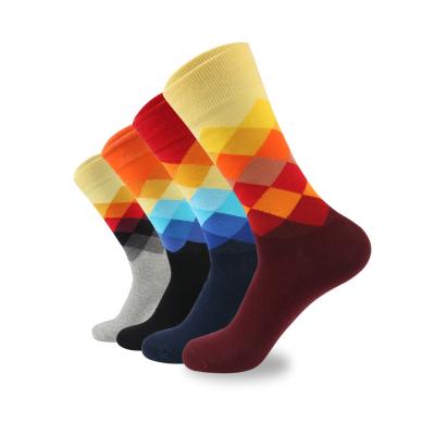 China Wholesale Crazy Fashion Anti-Fault Cotton Happy Men's Stripe Crew Socks for sale