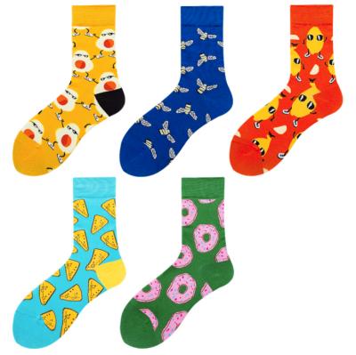 China France Fashion Art Design Women Antibacterial Happy Watermelon Banana Colorful Dress Socks for sale