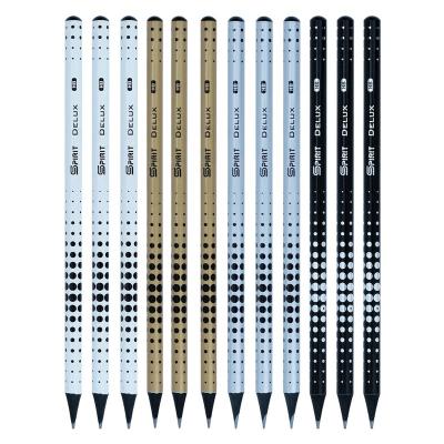 China office & 2022 School China Factory Custom Logo Black Wood Wooden Pencil HB Pencil Without Eraser Heat Transfer Printing Pencil for sale