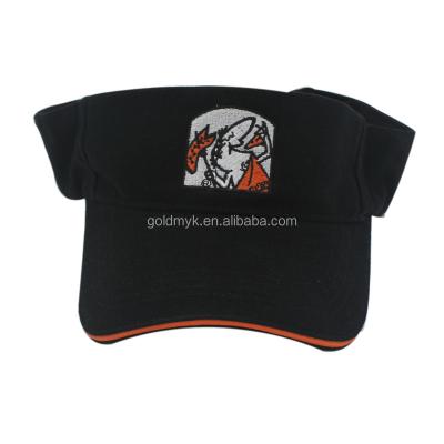 China Custom Embroidered Picture Sports Visor / Visor Cap With Sandwich On The Brim for sale