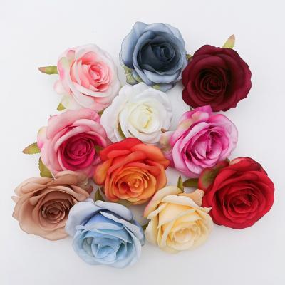 China High Quality Silk Flower Heads 9cm Large Flowers Silk Rose Heads Wedding Decoration for sale