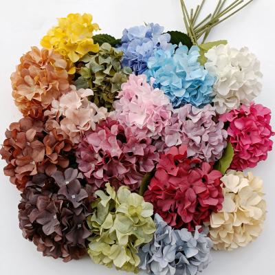 China Wholesale White Large Silk Hydrangea Flower Artificial Fake Silk Single Stem For Wedding Party Home Decoration for sale