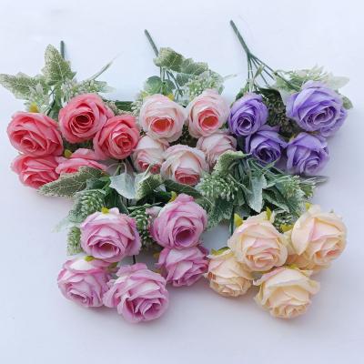 China Silk Rose White Roses Touch Flower Artificial Flowers Bouquet Bulk Artificial Real Silk Decorative Real Touch For Wedding Decor for sale