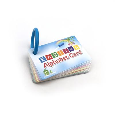 China Small Size Custom Print Kids Education Flash Card Early Educational Flash Memory Card With Ring for sale