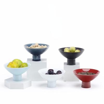 China Creative Chinese Style Porcelain Fruit Dish Dried Fruit Dish Small Dish Cold Dish High Dish Household Ceramic Tea Point Foot Tray for sale