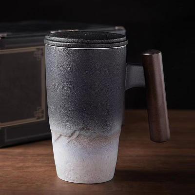 China Viable Brew Mug Ceramic Tea Strainer Mug With Lid Large Capacity Desktop Tea Cup Household Tea Cup for sale