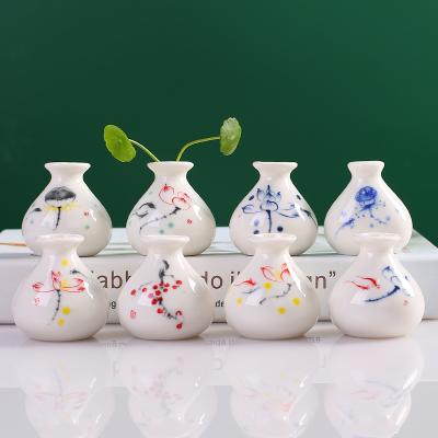 China Mini Small Modern Ceramic Vase Tea Table Pocket Fingertip Tea Ceremony Accessories Hydroponics Green Plant Flower Maker Decoration for sale