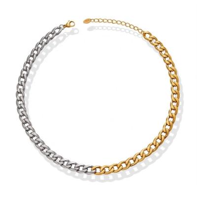 China 2022 Environmentally Friendly Street Hip Hop Titanium Steel Two Tone Cuban Necklace for sale