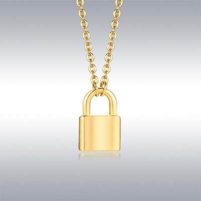 China Custom Stainless Steel Lock Necklace Jewelry Non-fading Gold Plated Lock Key Pendant Necklace Pendant Jewelry Femme for sale