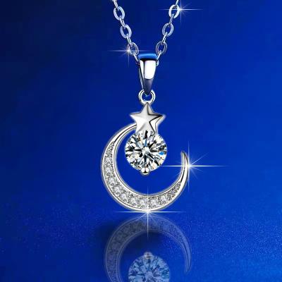 China Moon Necklace 925 Nickel Free Lead Free 14K Gold Plated 925 Sterling Silver Multi Moon Necklace For Women for sale