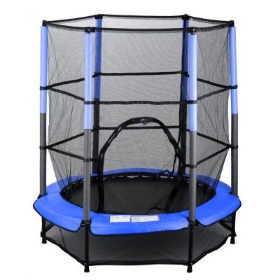 China 50 Kg Mzone 4.5ft 55inch 140cm Junior Kids Jumping First Indoor Mini Trampoline With Safety Net 4.5ft Youth Fence For Children for sale