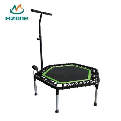 China 120 Kg Mini Hexagon Trampoline Mzone Hexagon Adult Fitness Indoor Trampoline With Handle Bar For Fitness for sale