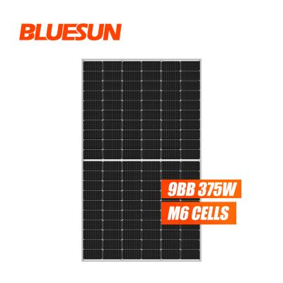 China Black Solar Panel 370W PV Cells 6BB 9BB Half Frame 166MM Mono Cut Mono Solar Panel 375W BSM375M-60HPH for sale