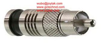 China Tipo CCTV/RCA.C.02 de la compresión del conector coaxial de RCA del cable coaxial de 75ohm RG6 RG59 en venta