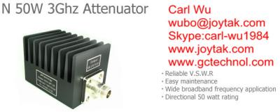 China N type attenuator 50 Watt 3Ghz N male plug to N female jack fixed attenuators / N-JK50W3G for sale