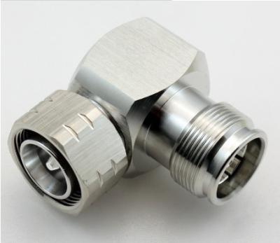 China 4.3-10 adapter 4.3-10 male(plug) right angle to 4.3-10 female(jack) Jiangsu manufacturer high quality all brass 50ohm en venta