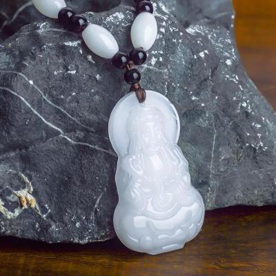 China Guanyin Buddha religious direct white jade necklace top Afghanistan factory small gifts for men and women for sale