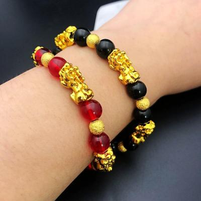 China Religious Gold Color Brave Troops Stone Beads Bracelets And Bangles Fashion Jewelry Chinese Lucky Energy Bracelet For Men Gift for sale