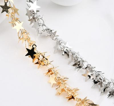 China Hot Selling Metal Star Metal Chain Trimming On Clothing Bags Garment Accessories Decorative Metal Chain for sale