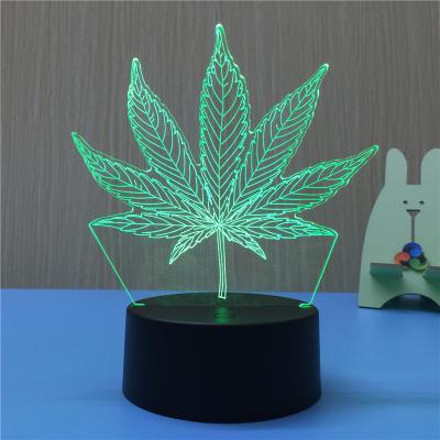 China Acrylic 3D Logo Leaf Shape Touch Switch 3d Colorful LED Night Light For Room Decoration for sale