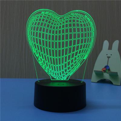 China 3D Logo Love Heart 3D LED Night Light Touch Acrylic Desk Lamp, Optical 3D Illusion Lighting 7 Colors Change LED Table Lamp for sale