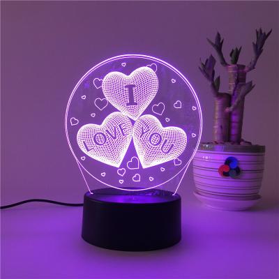 China Valentine's Day Logo 3D Illusion Acrylic Night Lamp Promotion Custom Creative Acrylic 3D LED Lights Gifts for sale