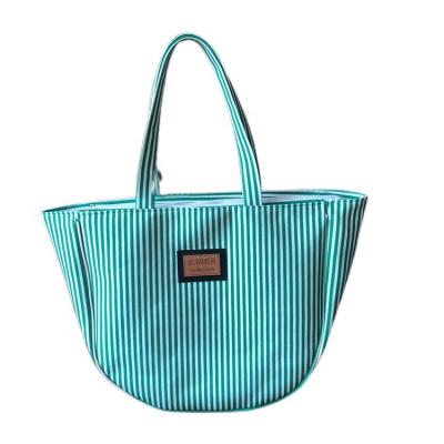 China Professional Manufacturer Customized Polyester Canvas Striped Beach Bag Large Capacity Shopping Bags New for sale