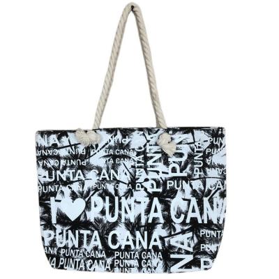 China Custom letter printed beach bag large capacity shopping bags source manufacturers polyester cotton canvas handbags for sale