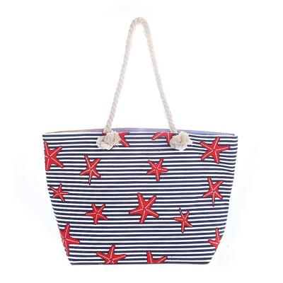 China OEM Shoulder Grocery Sling Beach Sling Supermarket Beach Shopper Cotton Canvas Tote Bag With Rope Handle for sale