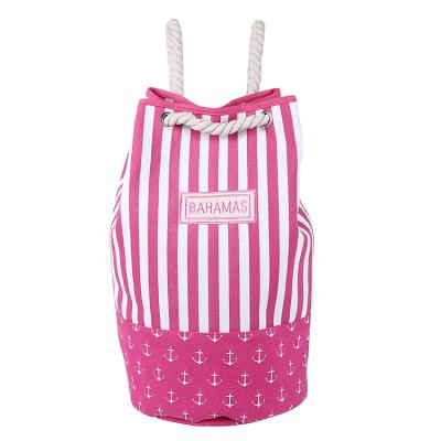 China Large Capacity Shopping Bags ODM Travel Backpack,Cotton Fabric Fashion Stripe Pattern Polyester/Beach Backpack Series for sale