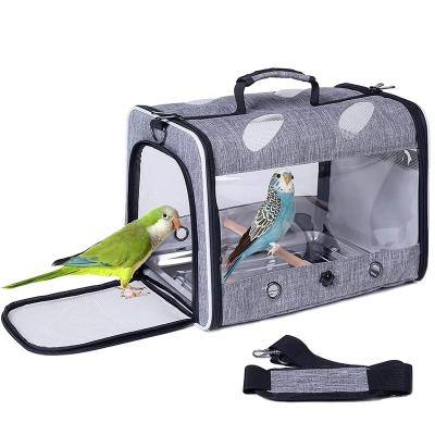 China Viable Bird Travel Carrier With Stand Breathable Perch Bird Carrier Cage Parrot Carrier To Increase Airline Approved for sale