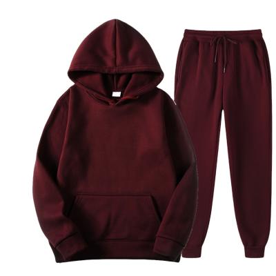 China Breathable custom long sleeve hoodie 2 pcs elastic winter sports suits training sweatsuit unisex multicolor for sale