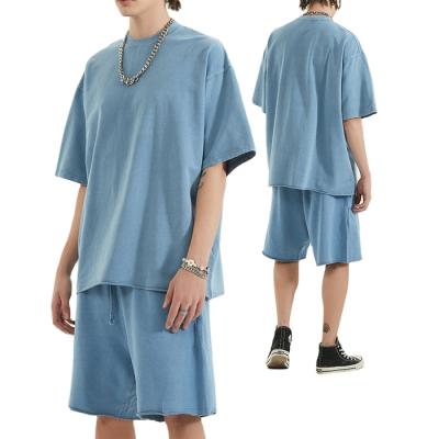 China Breathable Men 2 Piece Short Set Cotton Sweatsuit Short Set Wholesale Custom Unisex Men Oversized Tracksuit for sale