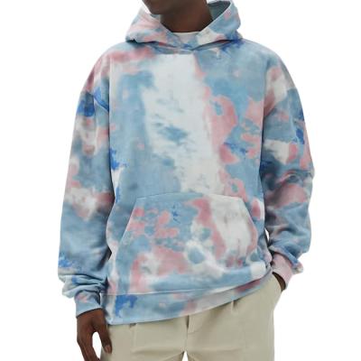 China Hot Selling Popular Anti-wrinkle Custom Embroidered Logo Link Dye Oversized Hoodies Streetwear Unisex Pullover Hoodies For Men for sale