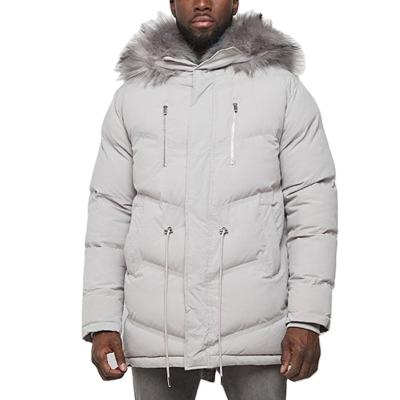 China Breathable Customize High Quality Mens Winter Jacket Warm Hooded Fur Striped Striper Coat for sale