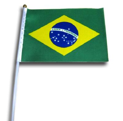 China 2014 World Cup Brazil Souvenirs Fan Flag With 170T Polyester , Plastic Stick for sale